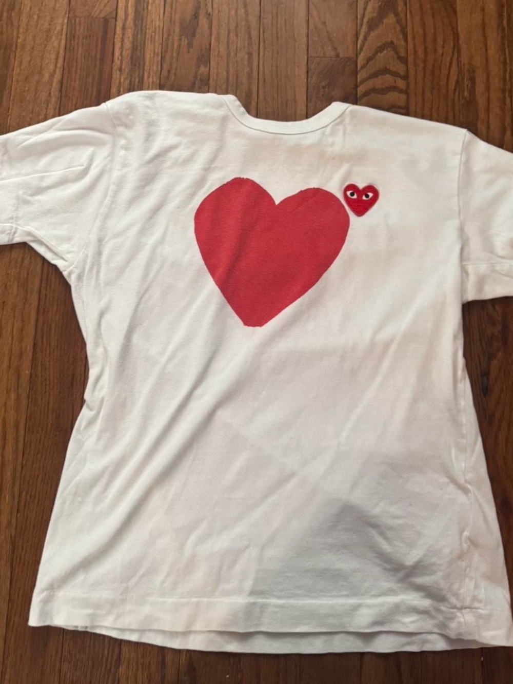 Comme des Garcons PLAY White Tee with Red Heart Graphic small